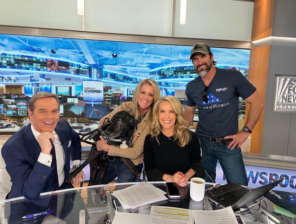 Dana Perino in News room with her colleagues during break. 