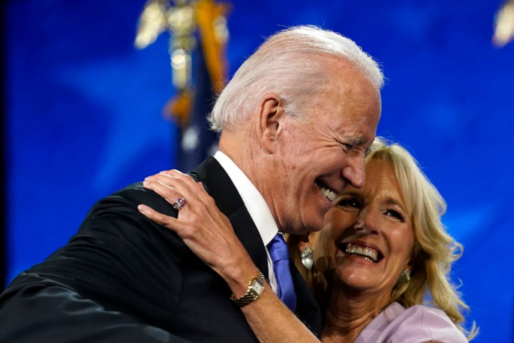 Jill and Joe Biden smiling.