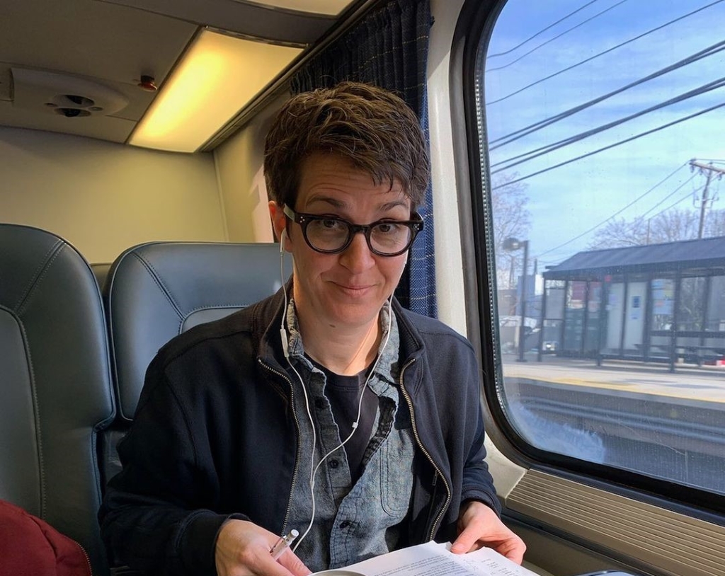 Rachel Maddow in a train journey. 
